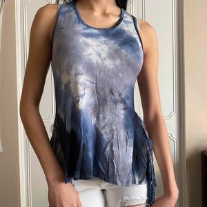 Earthbound fringe tie dye tank top size S